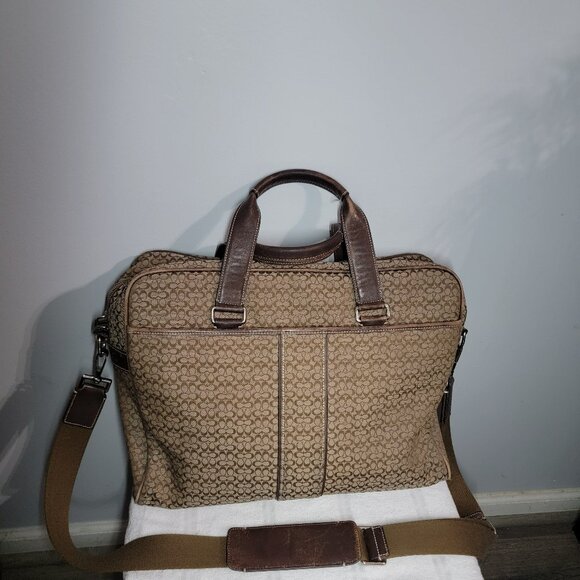 Coach Women's Laptop Signature Tote or Shoulder Bag with Leather Straps - Picture 2 of 7